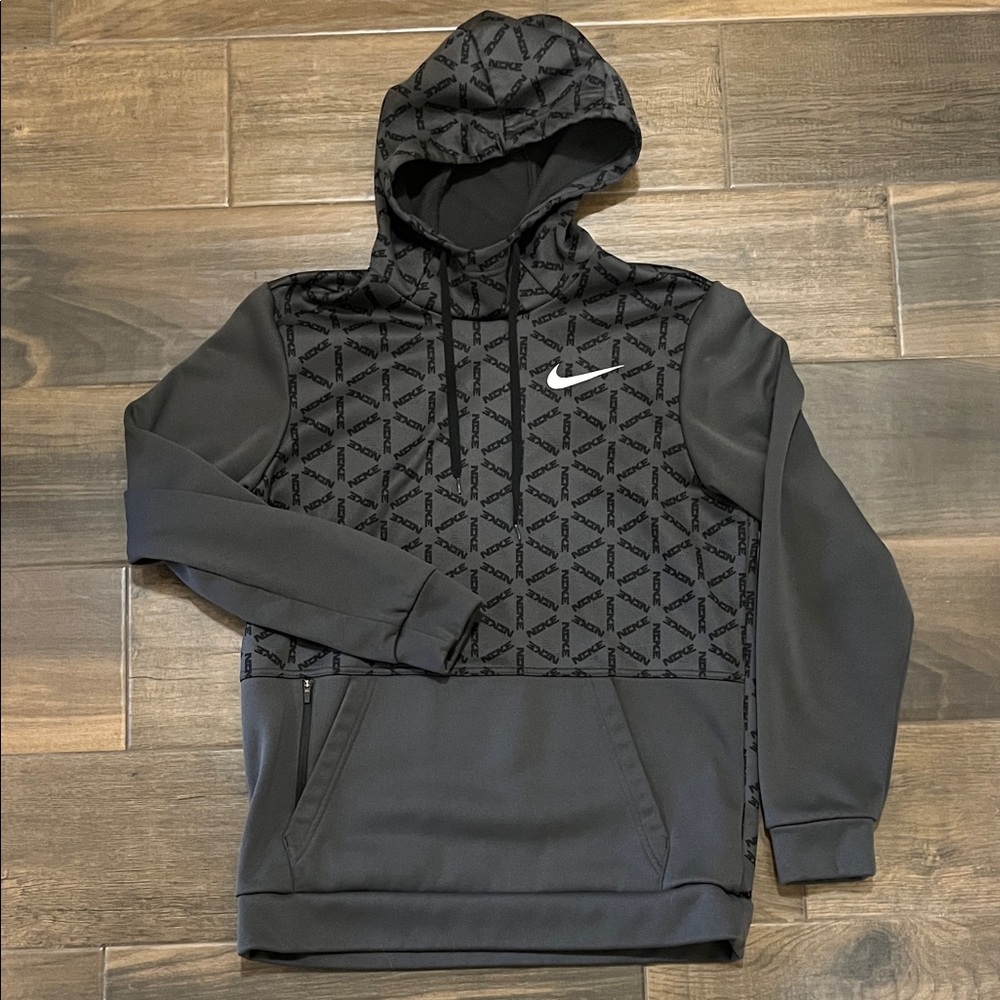 Nike Small Black and Dark Gray Logo Hoodie